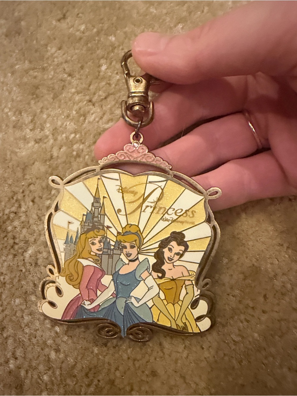 2007 Disney Keychain with Aurora, Cinderella, and Belle